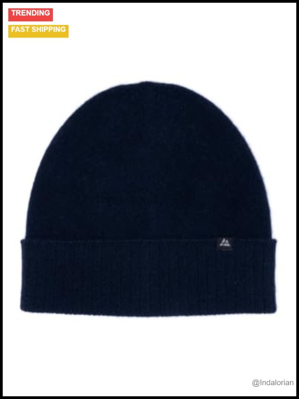 100% Cashmere Beanie One Size Ribbed Folded Cuff Lightweight Winter Hat